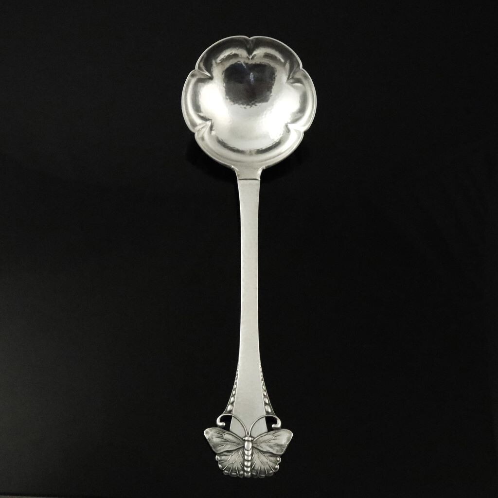 Danish Art Nouveau Silver Serving Spoon – Butterfly / Sommerfugl