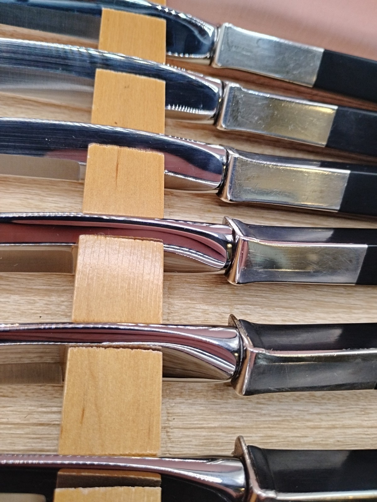 Contrast by Lunt Sterling Silver Black Ebony Nylon Steak Knife Set 6 pc Box Set
