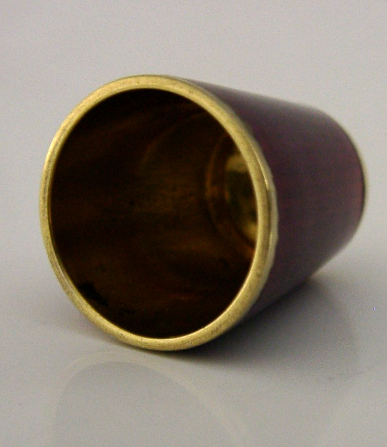SUPERB DAVID ANDERSEN STERLING SILVER ENAMEL RED SEWING THIMBLE c1940 NORWAY