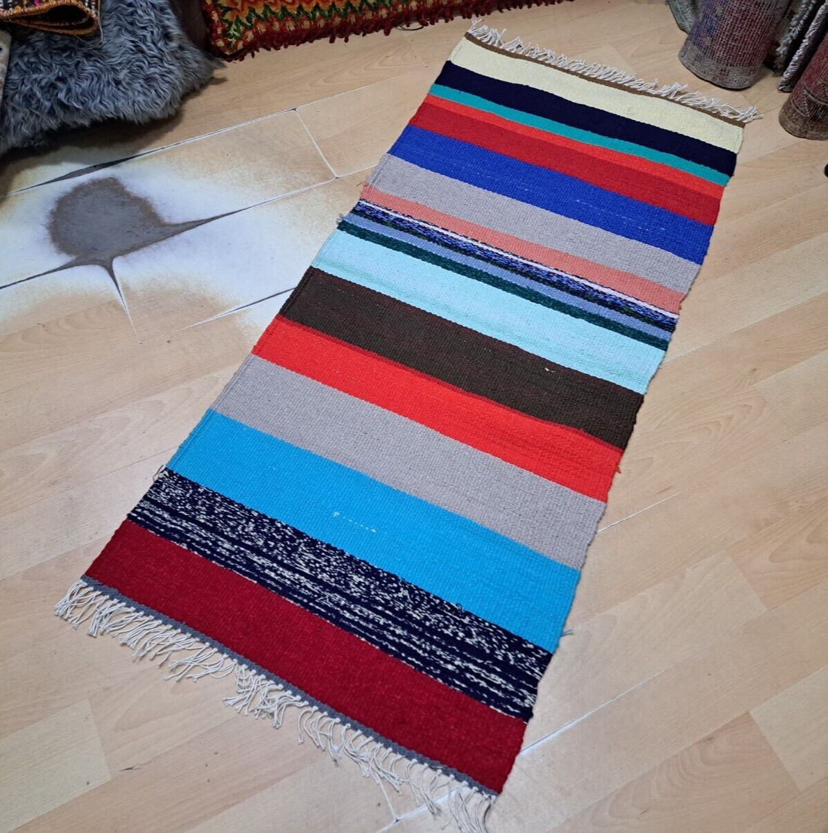 Turkish Runner Rug, Runner Kitchen Rug, Floor Rug, Vintage Rug, 1.9 x 4.1 ft