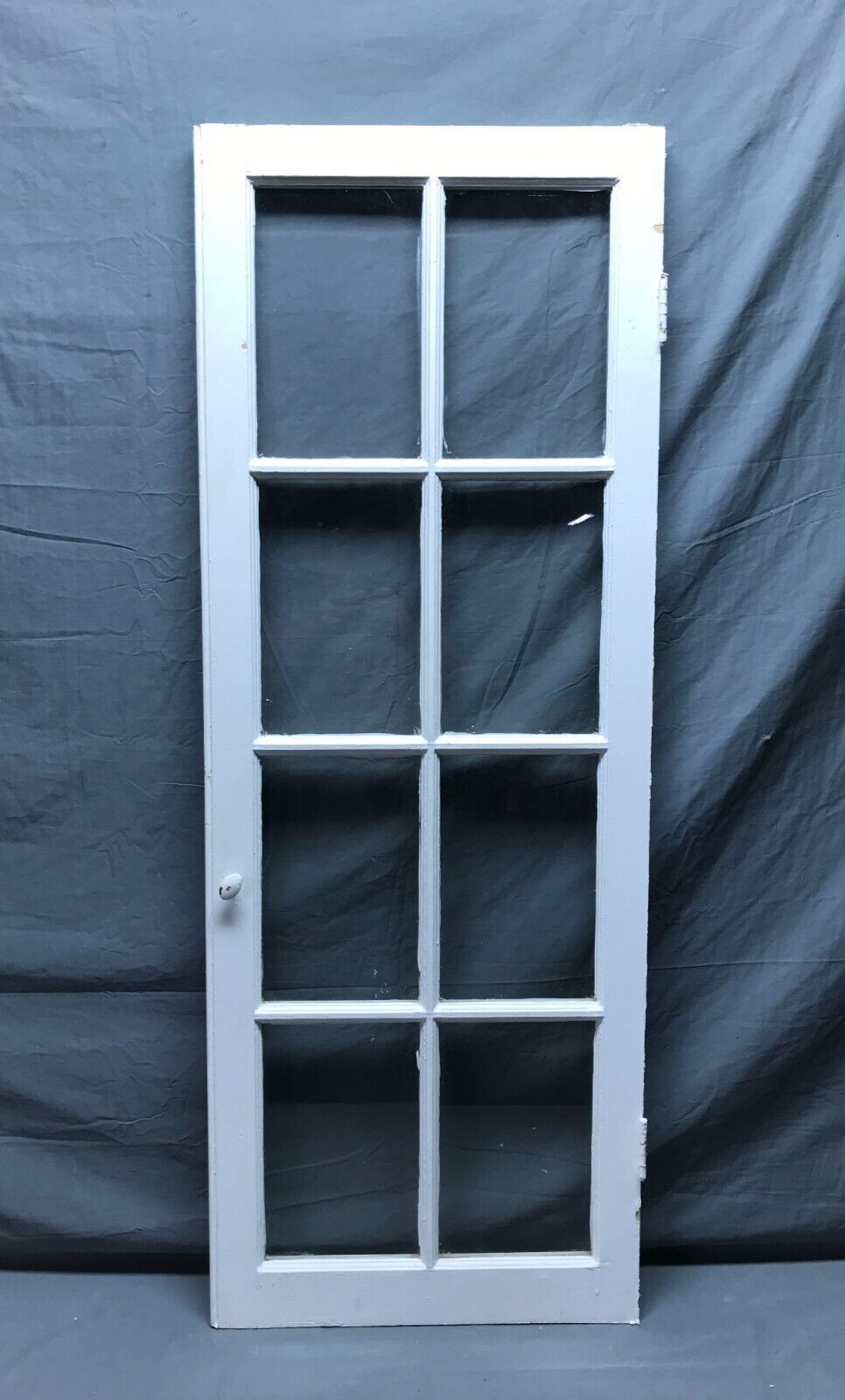 One Antique Single 8 Lite Glass Cabinet Bookcase Window 19×51 VTG Old 1955-23B