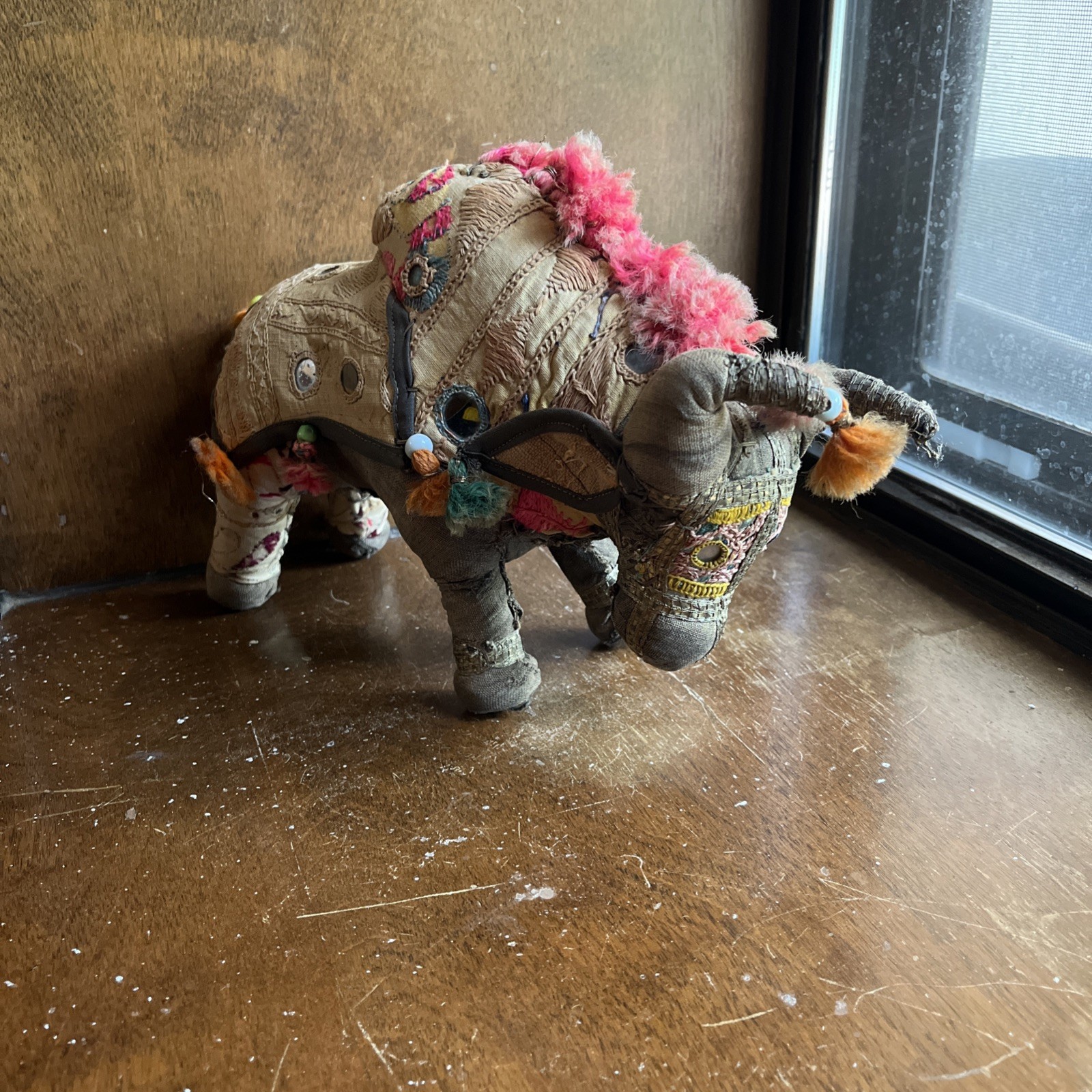 Vintage Antique Hand Woven Bull Stuffed Animal 100% Cotton Made In India