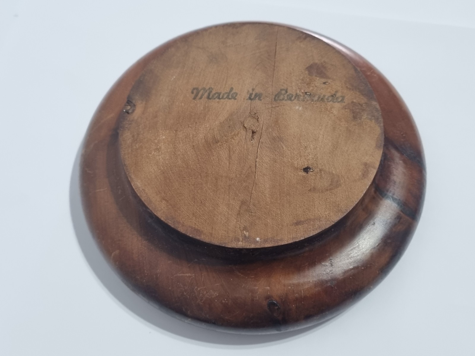 Vintage Sterling Silver 1964 Bermuda One Crown Mounted Wooden Bowl RARE