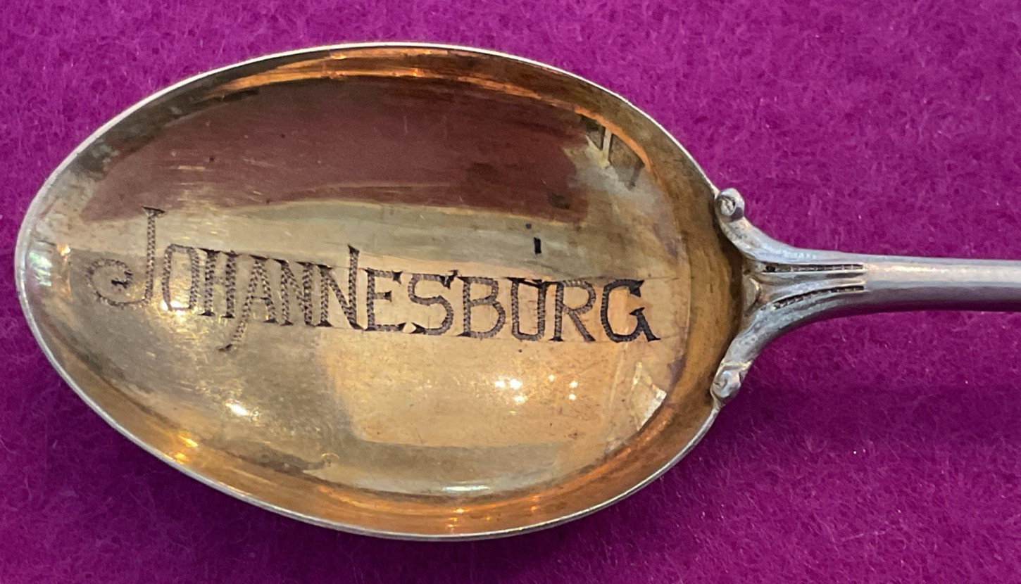 Johannesburg South Africa Enamel Coat of Arms 4.6″ Sterling Souvenir Spoon 12.5g
