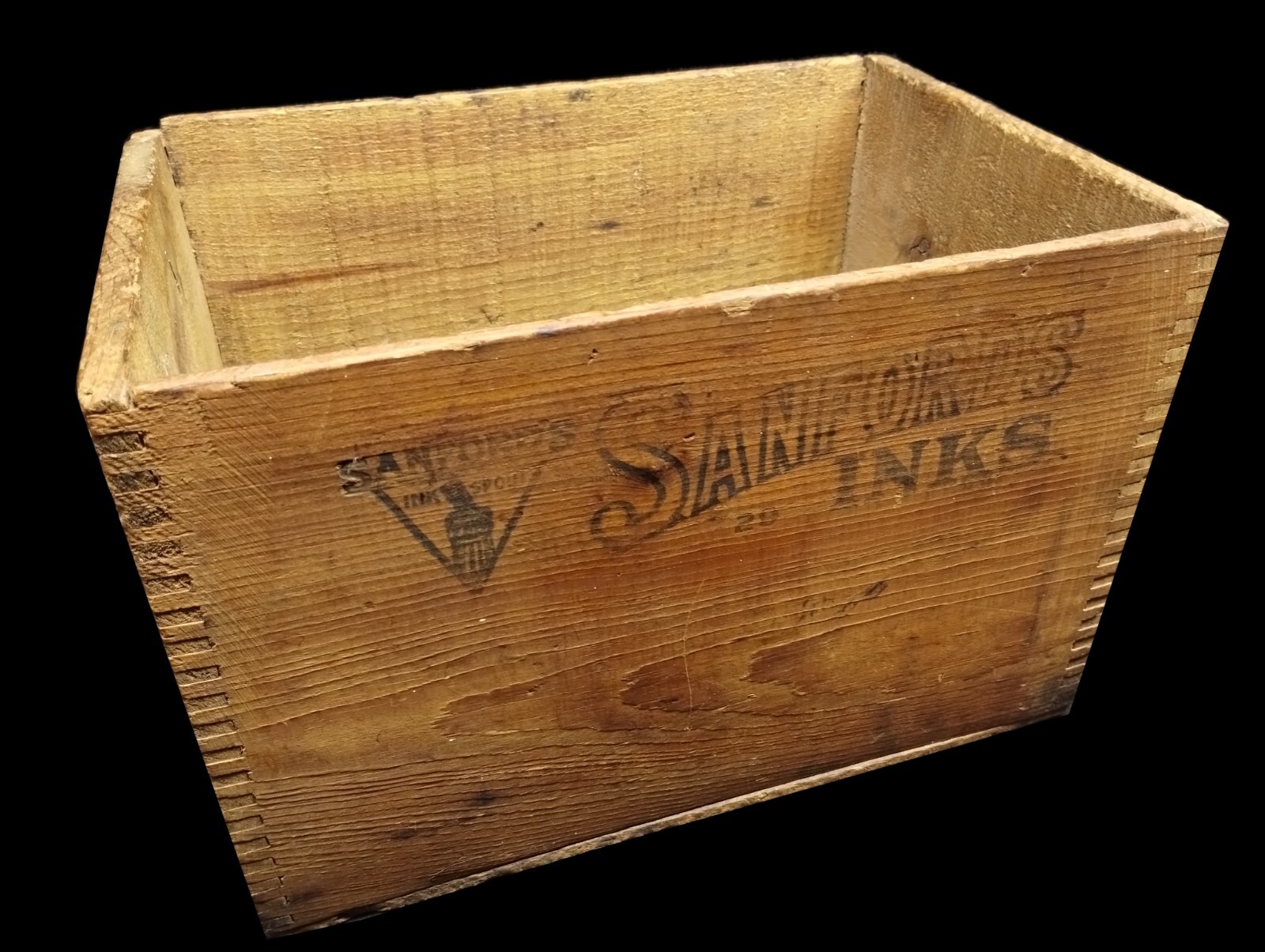 Old SANFORD’S INKS Wooden Crate/Box::Finger Joint Construction