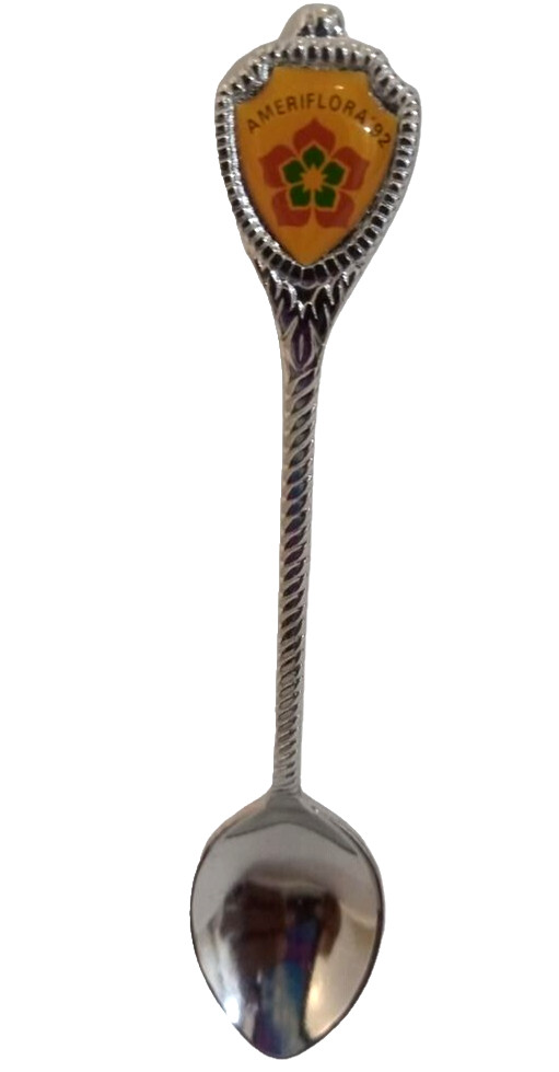 Silver Plated Spoon Ameriflora 1992 Souvenir Yellow Orange Green 4.5 Inch Tall