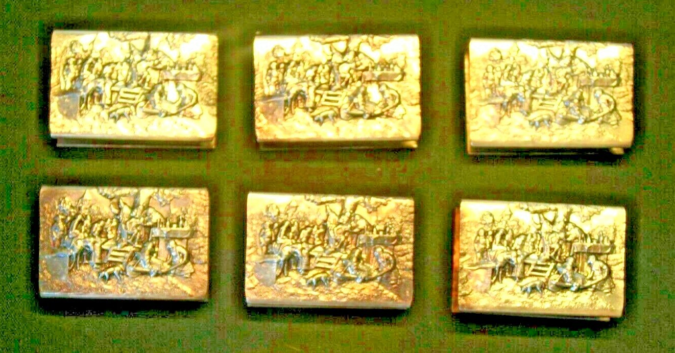 Six (6) 1950’s Hans Jensen Silver Plate Matchbox Covers with Village Scene