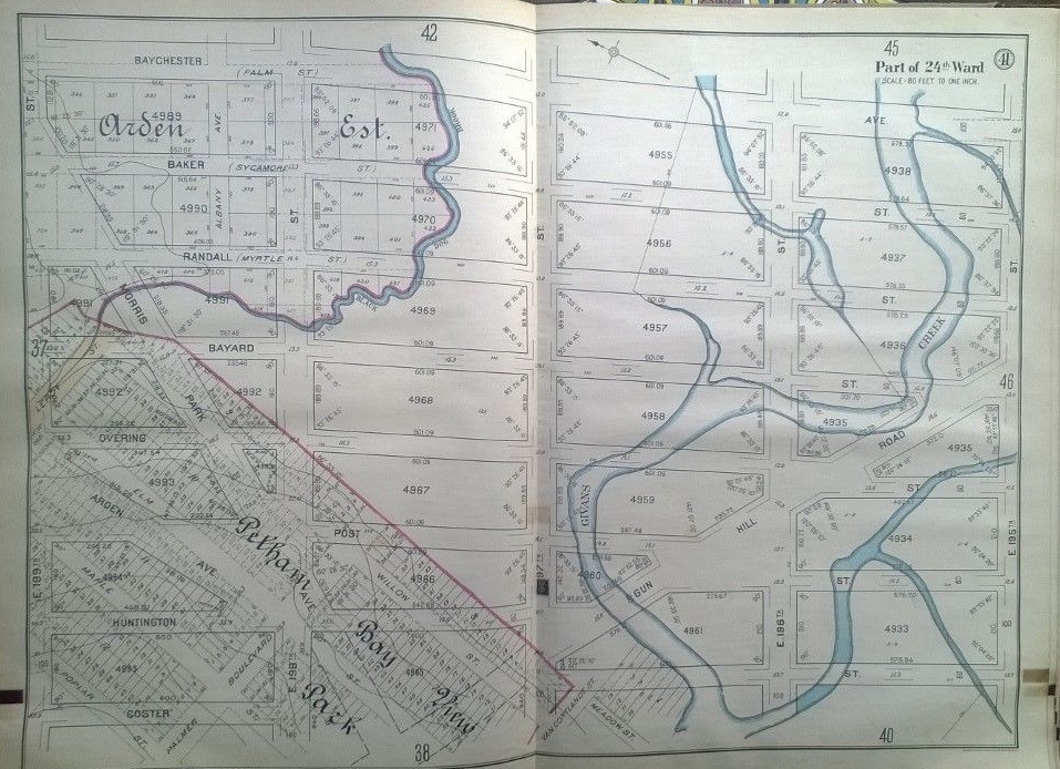1902 Atlas Map BRONX NY Pelham Baychester to Coster St & E195th to E199th St &