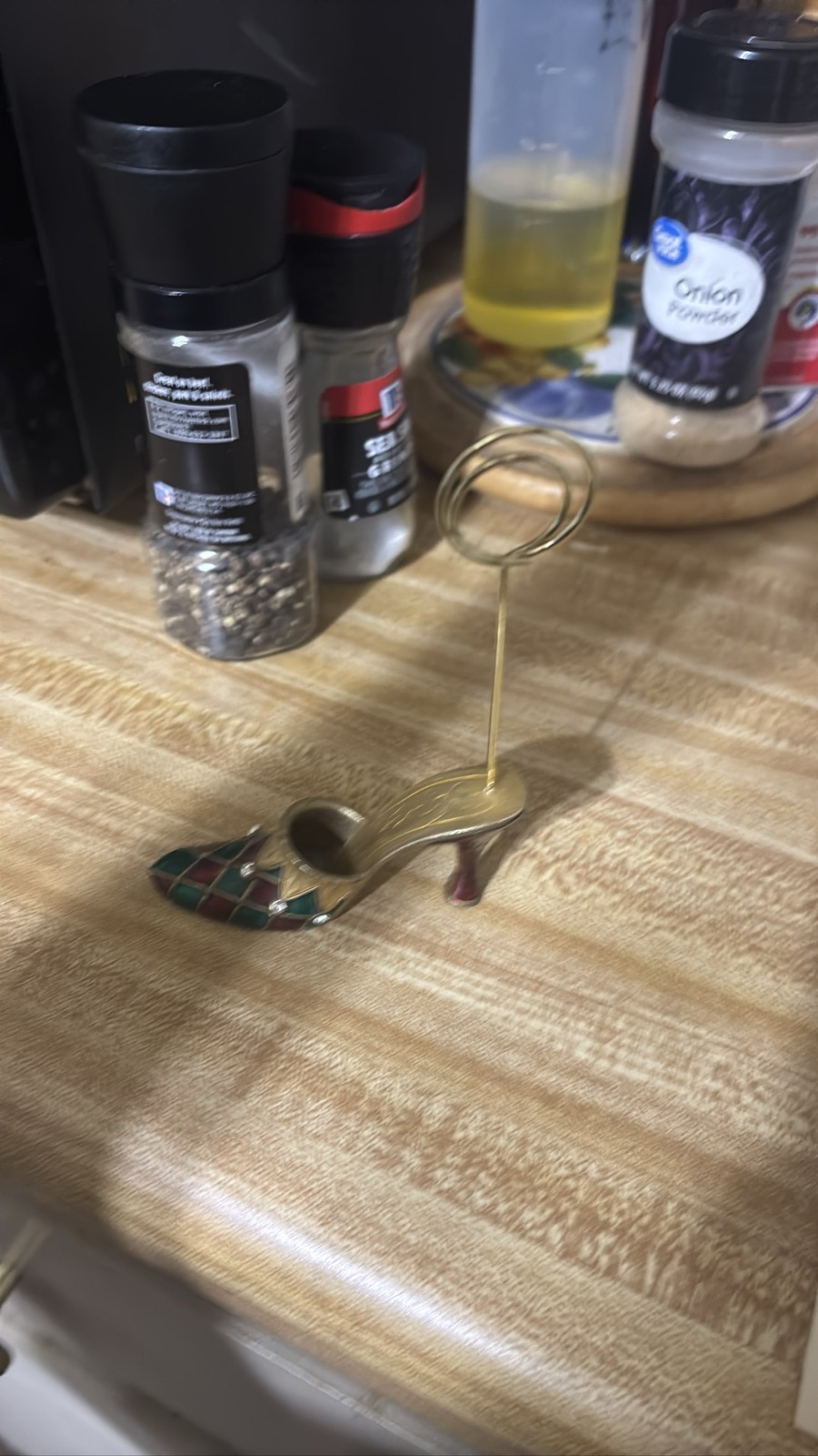 Gold High Heel Shoe Place Card Holder Figurine Party Table Decor
