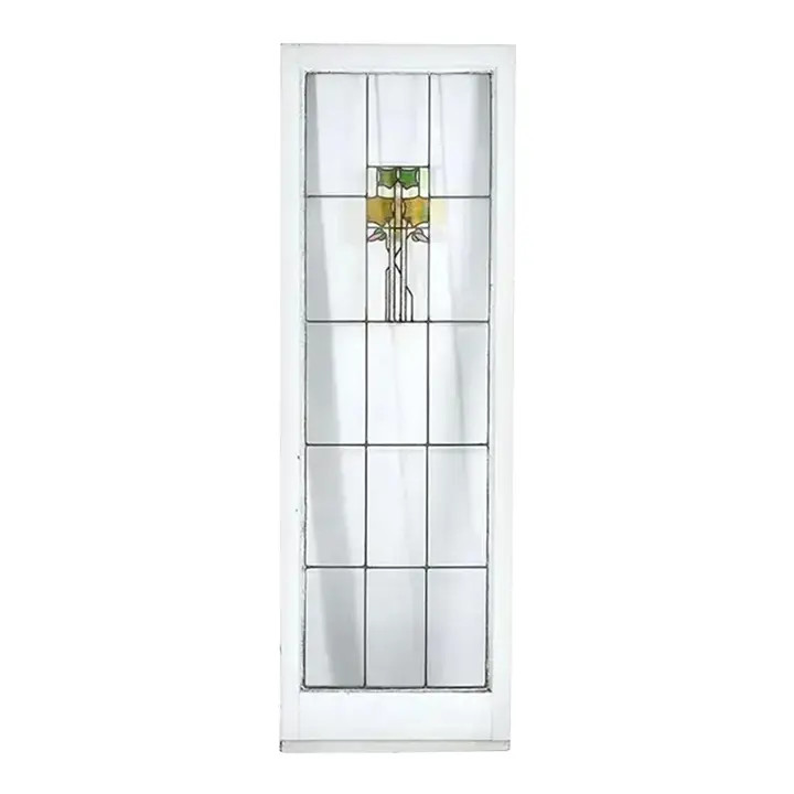 George W. Maher Prairie School stained glass floral hollyhock window, door 1906