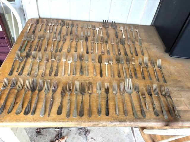 97 Silver Plate DINNER & SALAD FORKS Silver Plate Silverware Flatware for Crafts