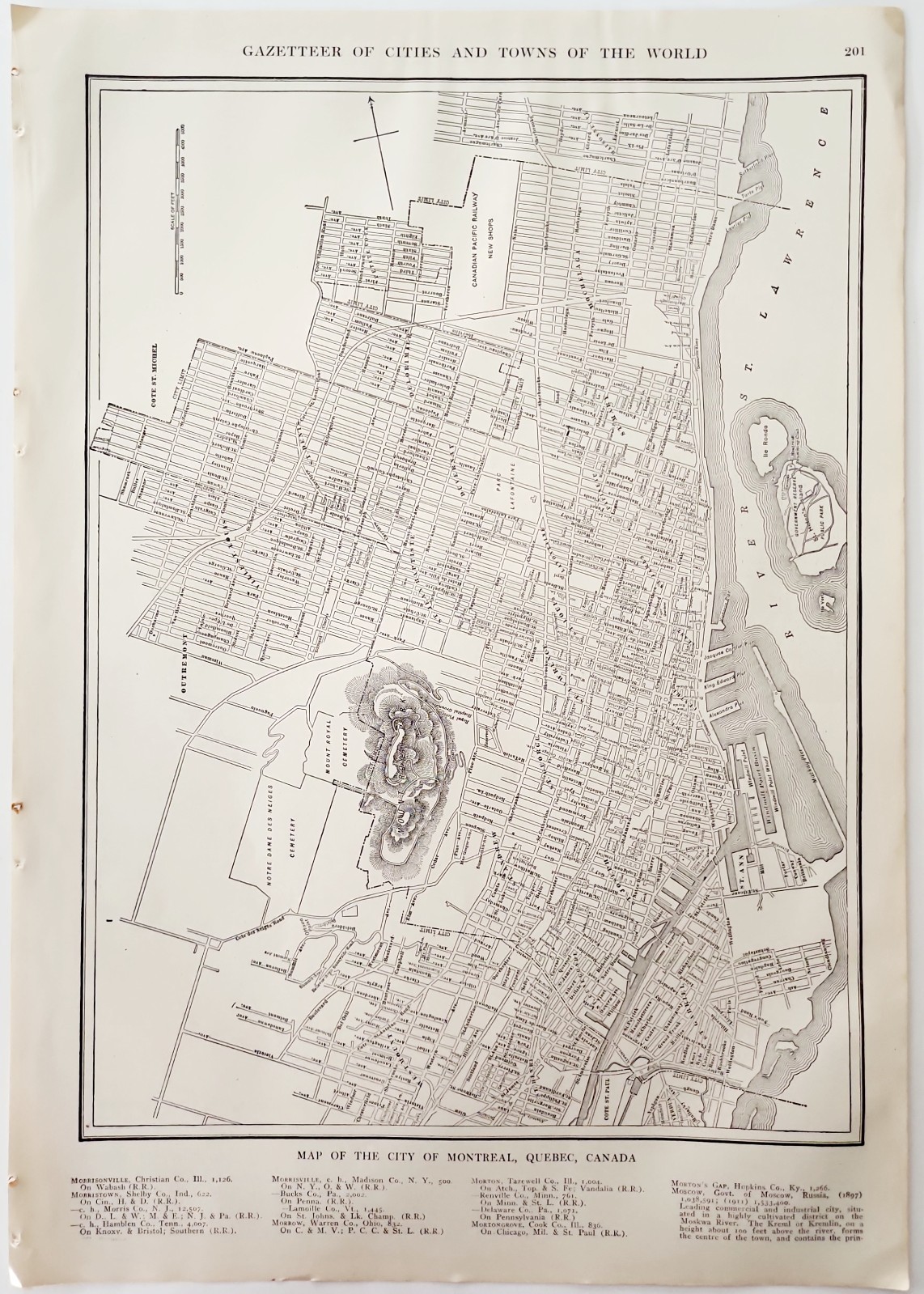 1914 Montreal Quebec City Map Antique Atlas Sheet Collier Transportation E14