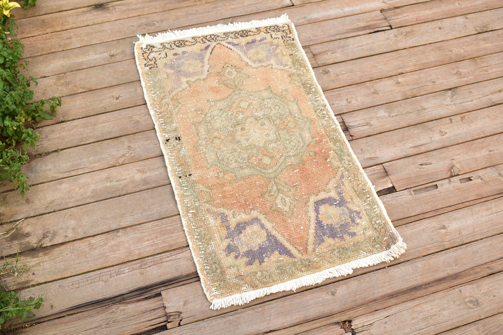 Turkish Carpet Hand Knotted 1×2 Size Doormat Chair Multi Color Rug 49x84cm