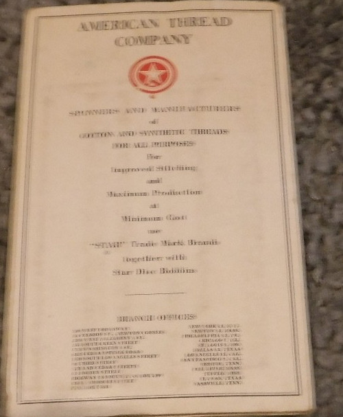 AMERICAN THREAD CO STANDARD COLOR FOR MANUFACTURING TRADE BOOK OF COLORS NO 10