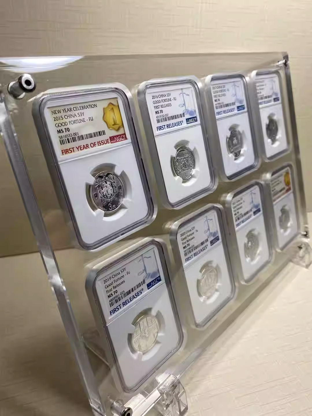 8 Grids Desktop Acrylic Display Case Protective Frame for ANACS/NGC/PCGS Slab