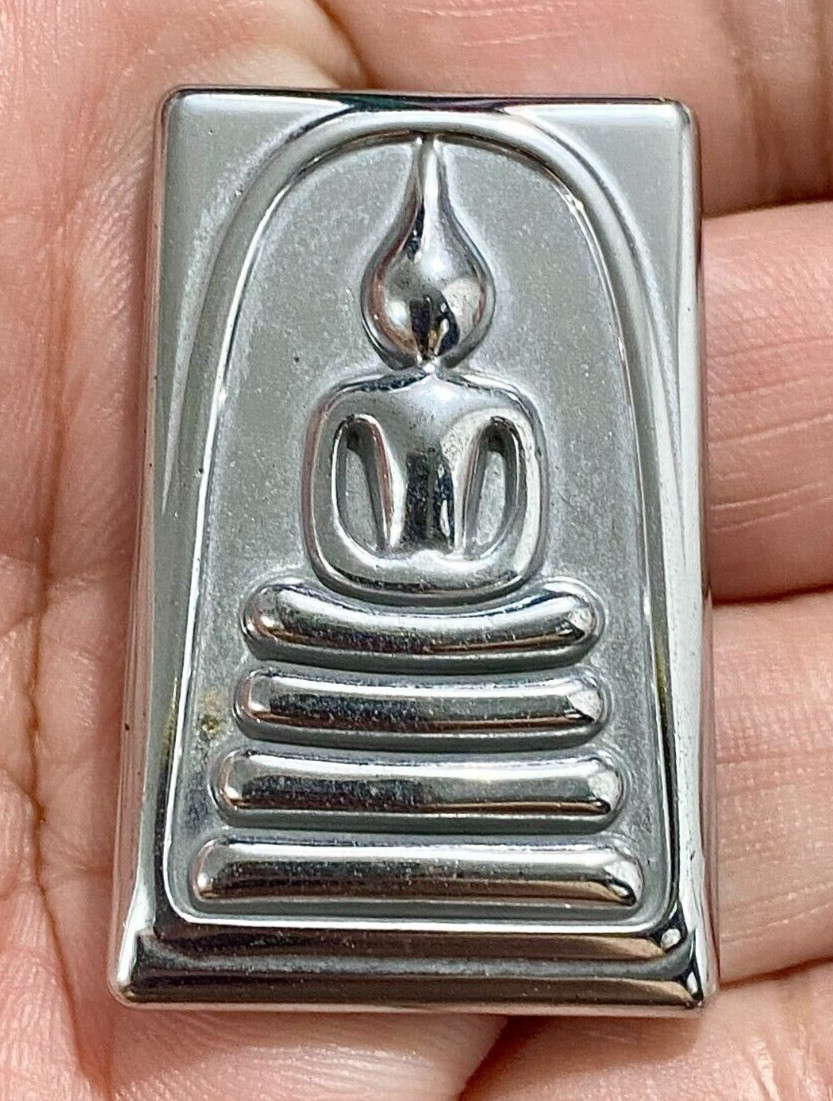 Thai Buddha Amulet Phra Somdej Silver Leklai Magnetic Talisman Wat Rakang Charm