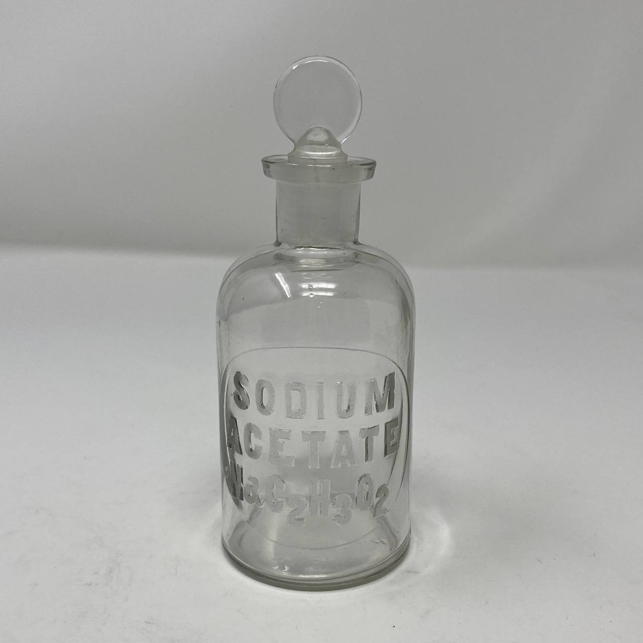 Vintage T.C.W. Co. Sodium Acetate NaC2H3O2 Chemistry Apothecary Glass Bottle