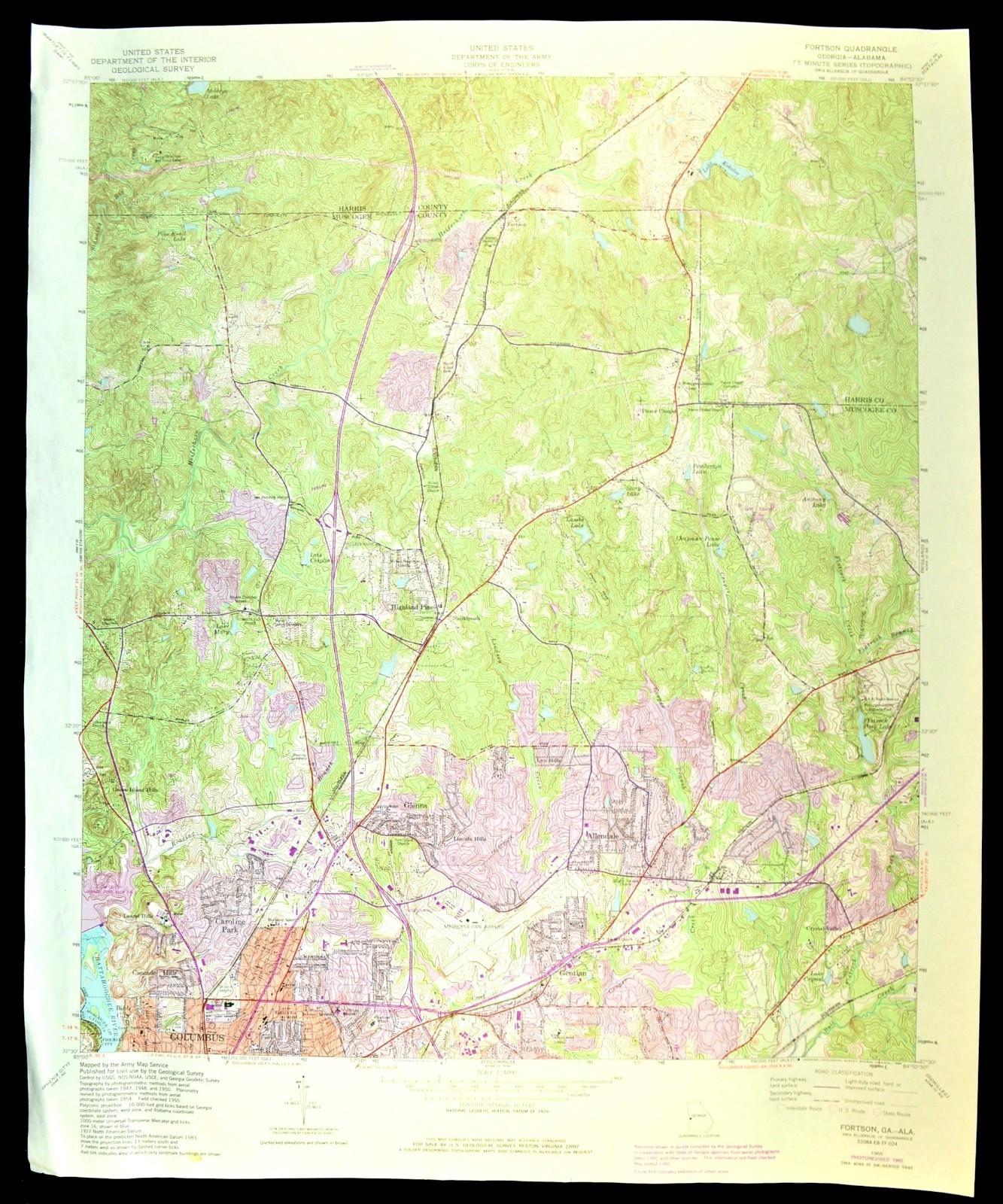 Fortson Georgia Map Columbus Glenns Lincoln Hills Highland Pines Muscogee County