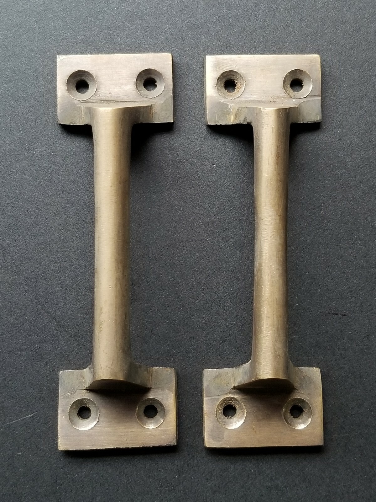 2 Antique Style Solid Brass Drawer File Cabinet Trunk Chest Handles 4-3/8″w #P13