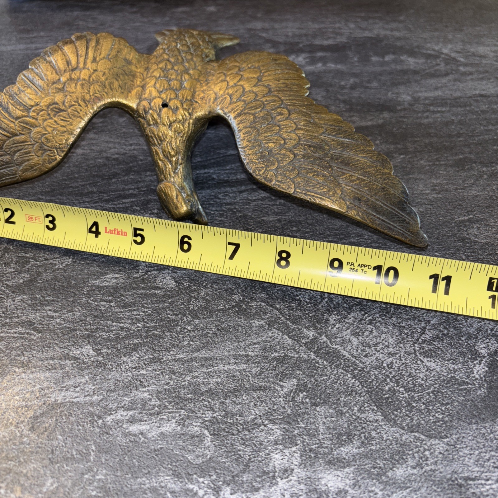 Vintage Old Brass ? Eagle Architectural Finial Flag Pole Topper Left Facing 11”