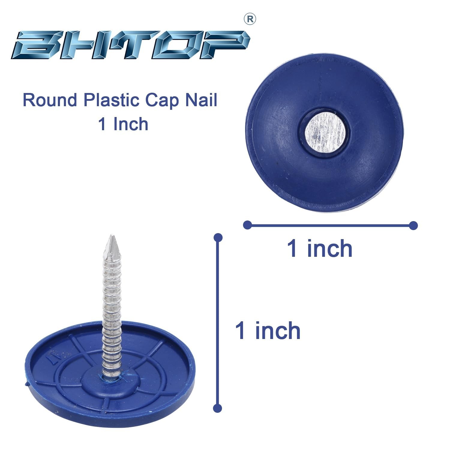 Plastic Cap Nails, 200 Pcs Roofing Nails, 1 inch Galvanized Tar Paper Nails f…