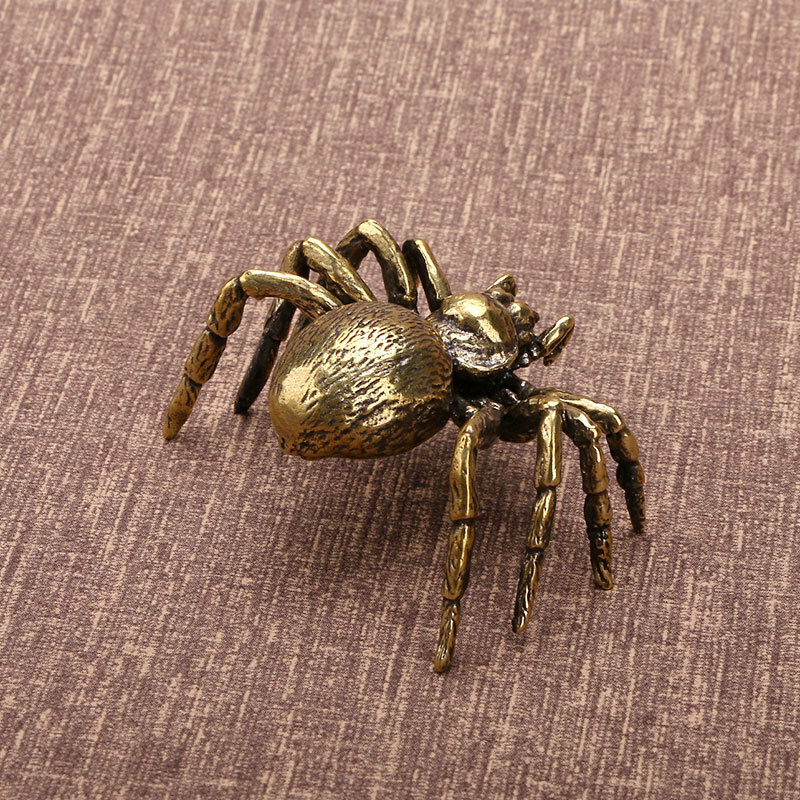 Small Bronze Solid Brass Spider Copper Cover Tea Pet Creative Desktop Decoration
