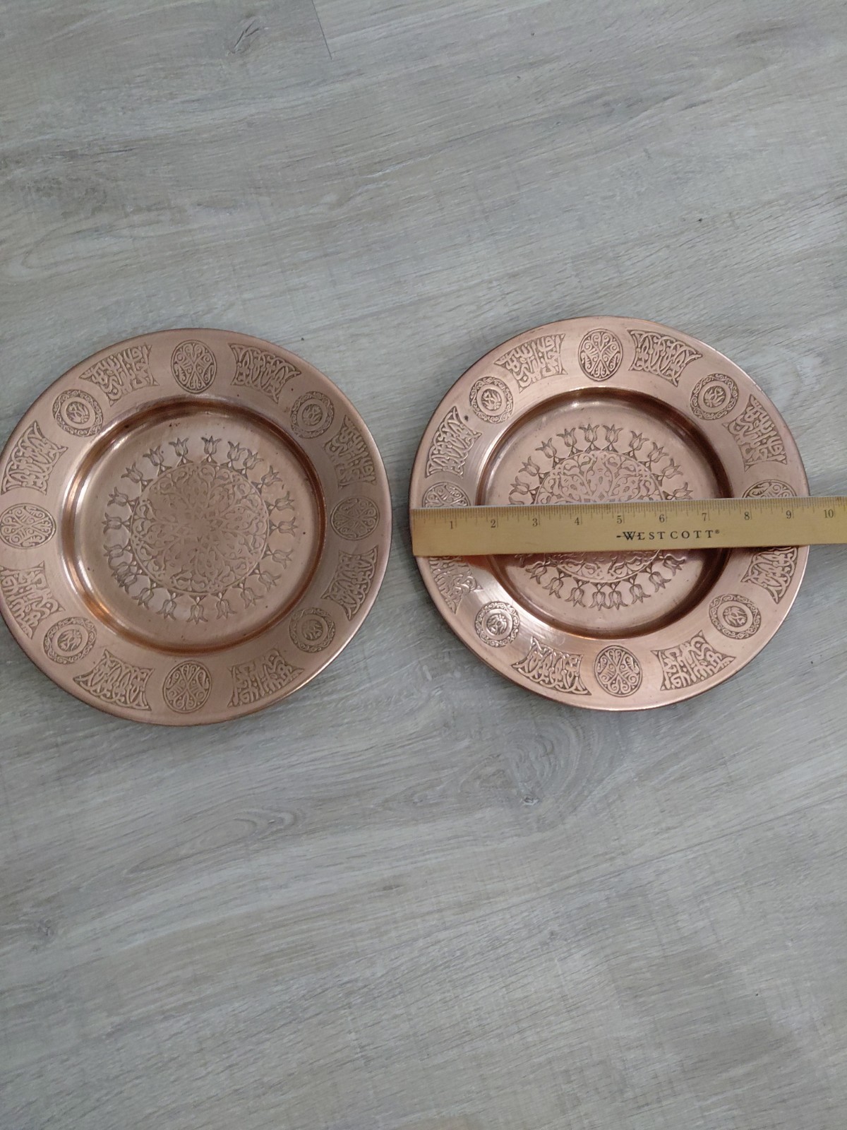 2 Copper Middle East Copper Geometric engraving Chargers Trays 9.5 in
