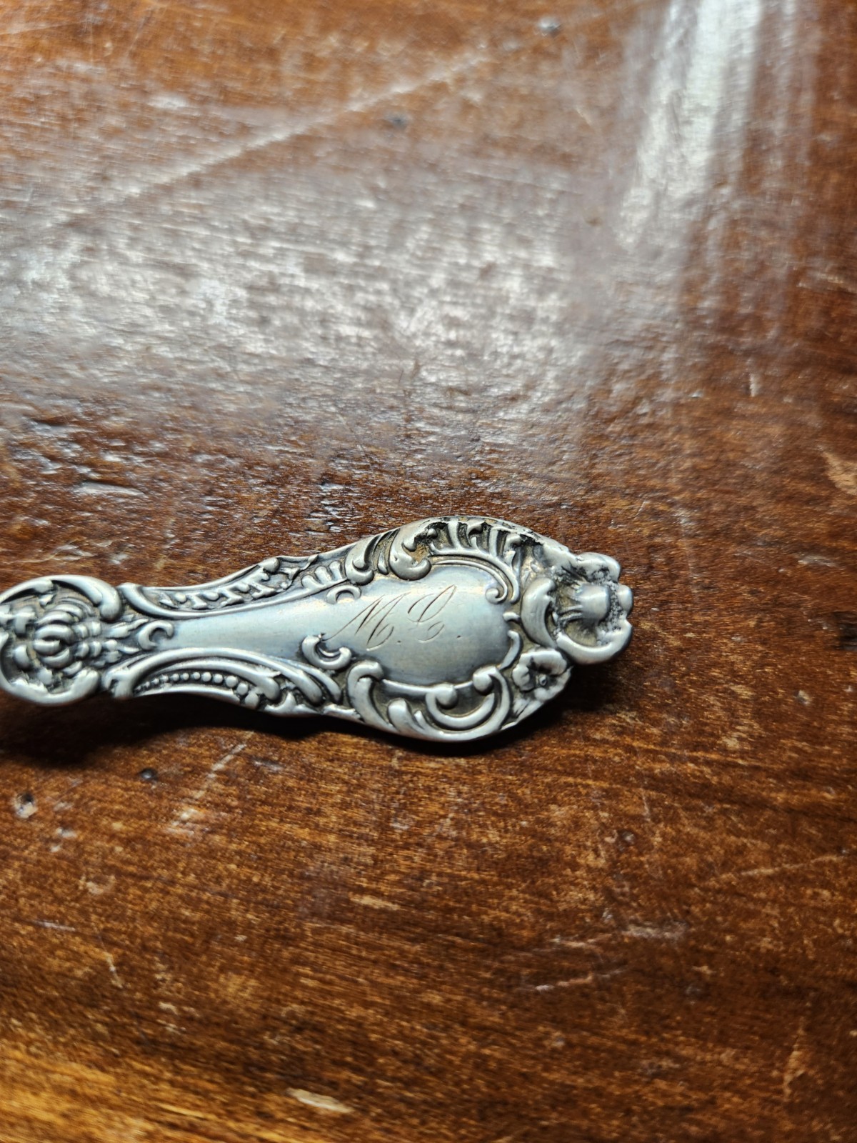 MONOGRAMMED Sterling Silver 6.25″ Teaspoon Floral Vintage Spoon 96g