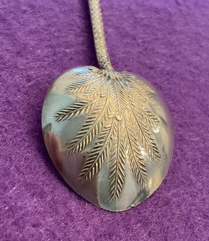 Palm Beach Florida Palm Tree Heart Leaf Bowl Gilt Sterling Souvenir Spoon 11.5g