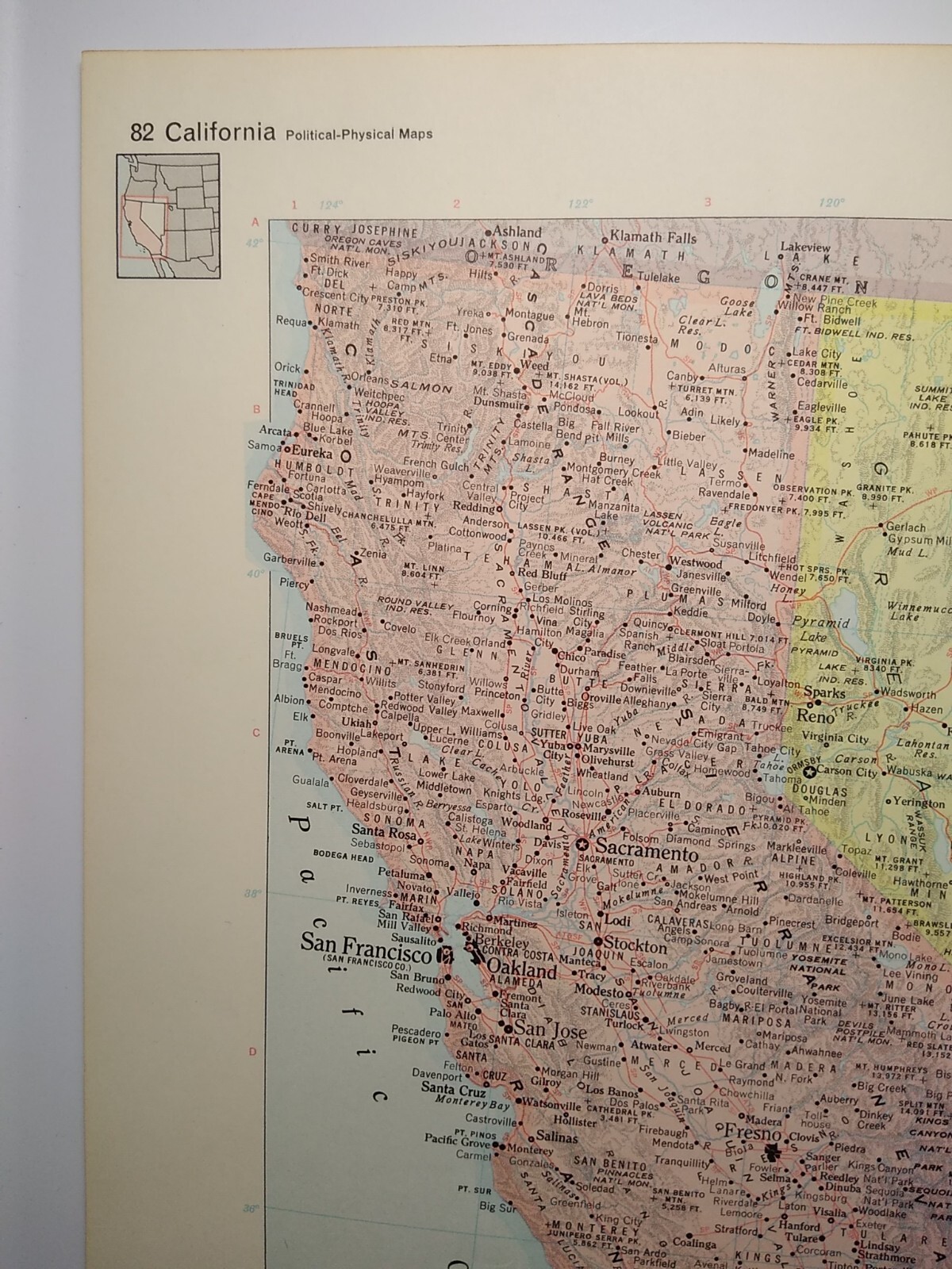Vintage CALIFORNIA Atlas Map Print 1964 Encyclopedia Britannica World Atlas Page