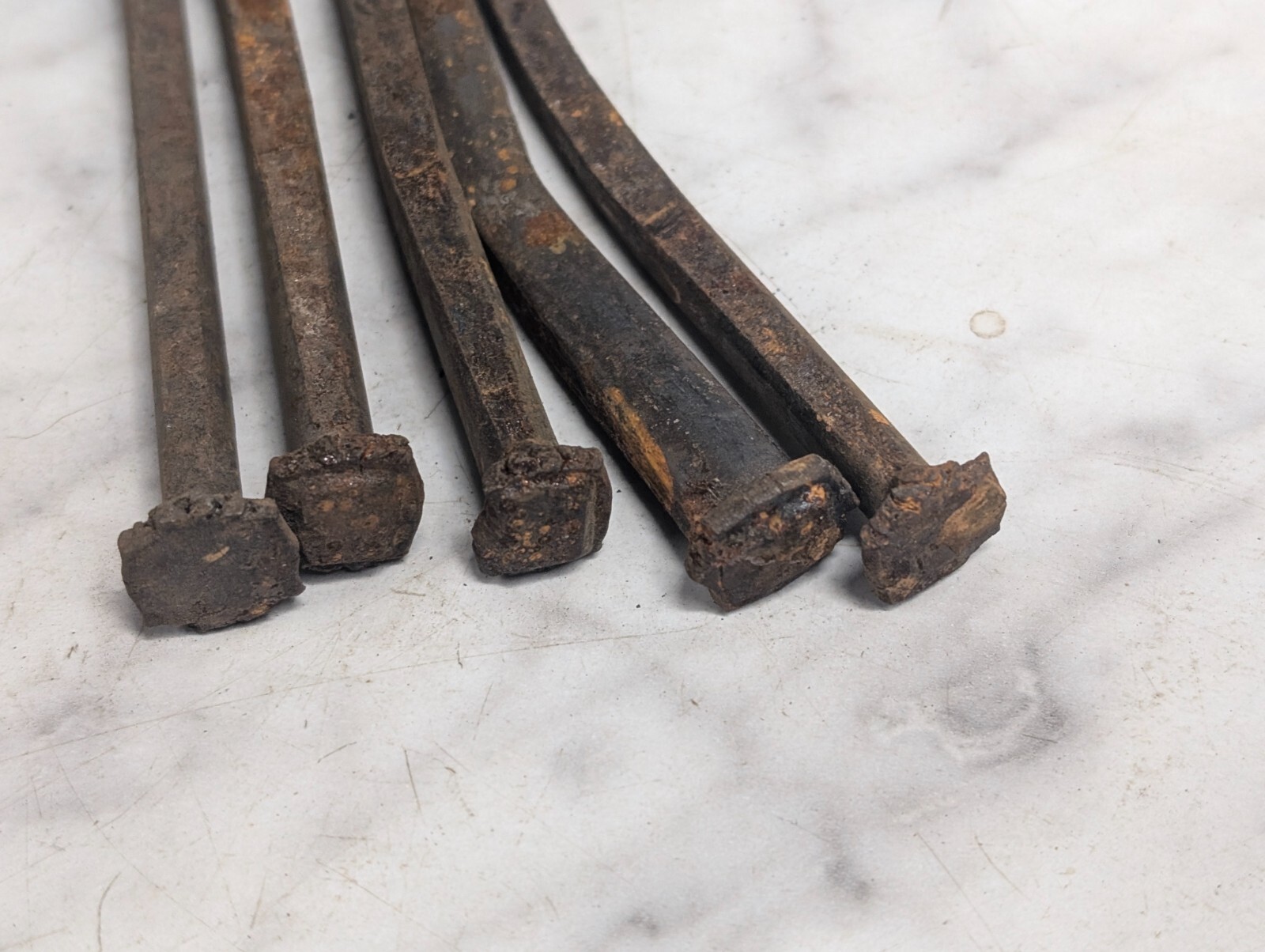 Lot QTY 5 Antique ~6″ long square cut nails Steel Iron Blacksmith DIY Metal Art