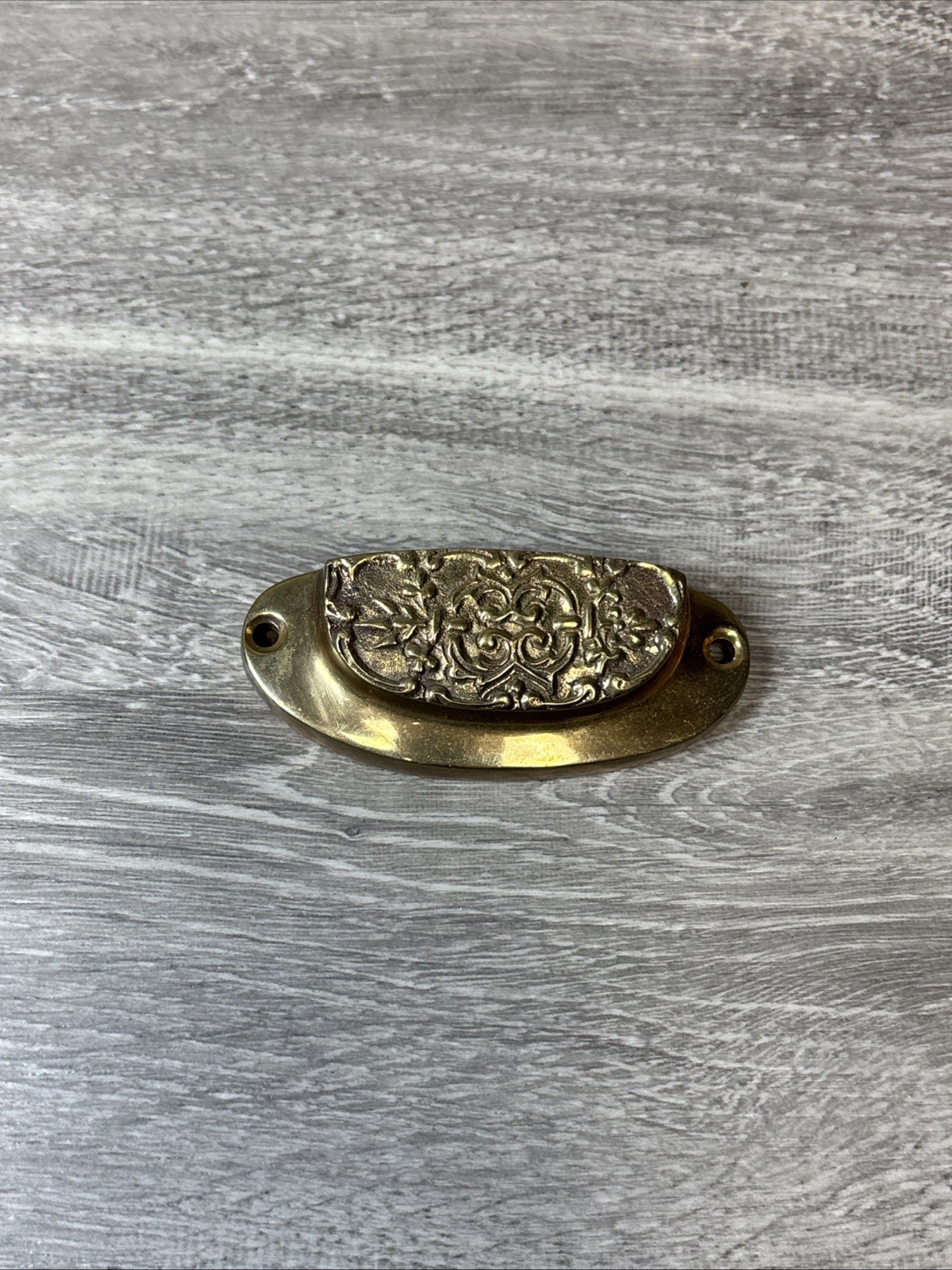 Antique Victorian Brass Bin Apothecary Cupboard Vintage 3.25” Decor