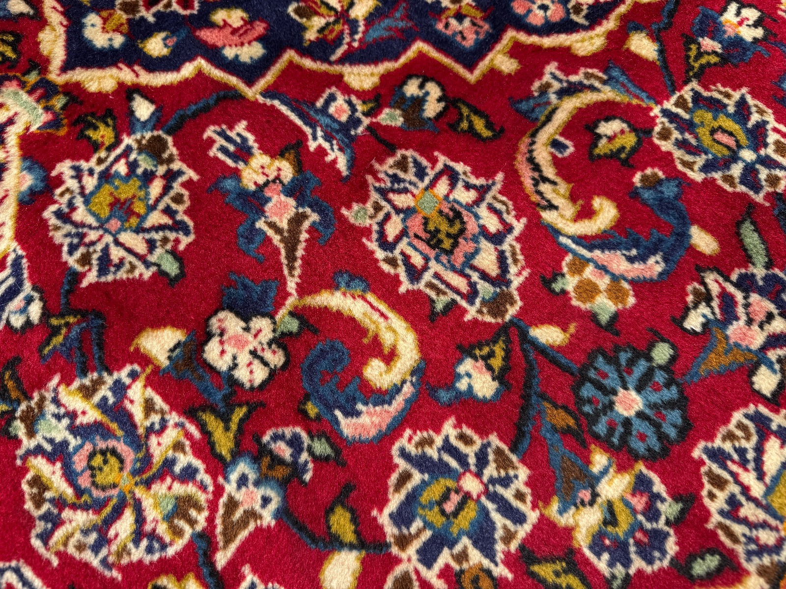 5×8 RED VINTAGE ORIENTAL RUG hand-knotted fine handmade small navy blue wool 5×7
