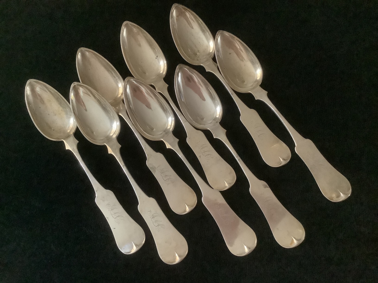 Coin FIDDLE Nathan Lord Hazen oval soup / place spoons – 1831-43