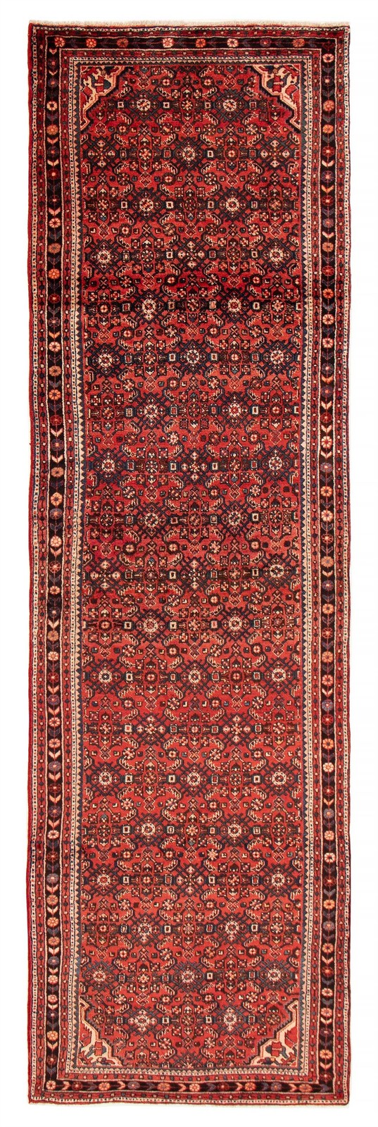 Vintage Hand-knotted Runner Rug 3’11” x 13’5″ Traditional Oriental Wool Carpet
