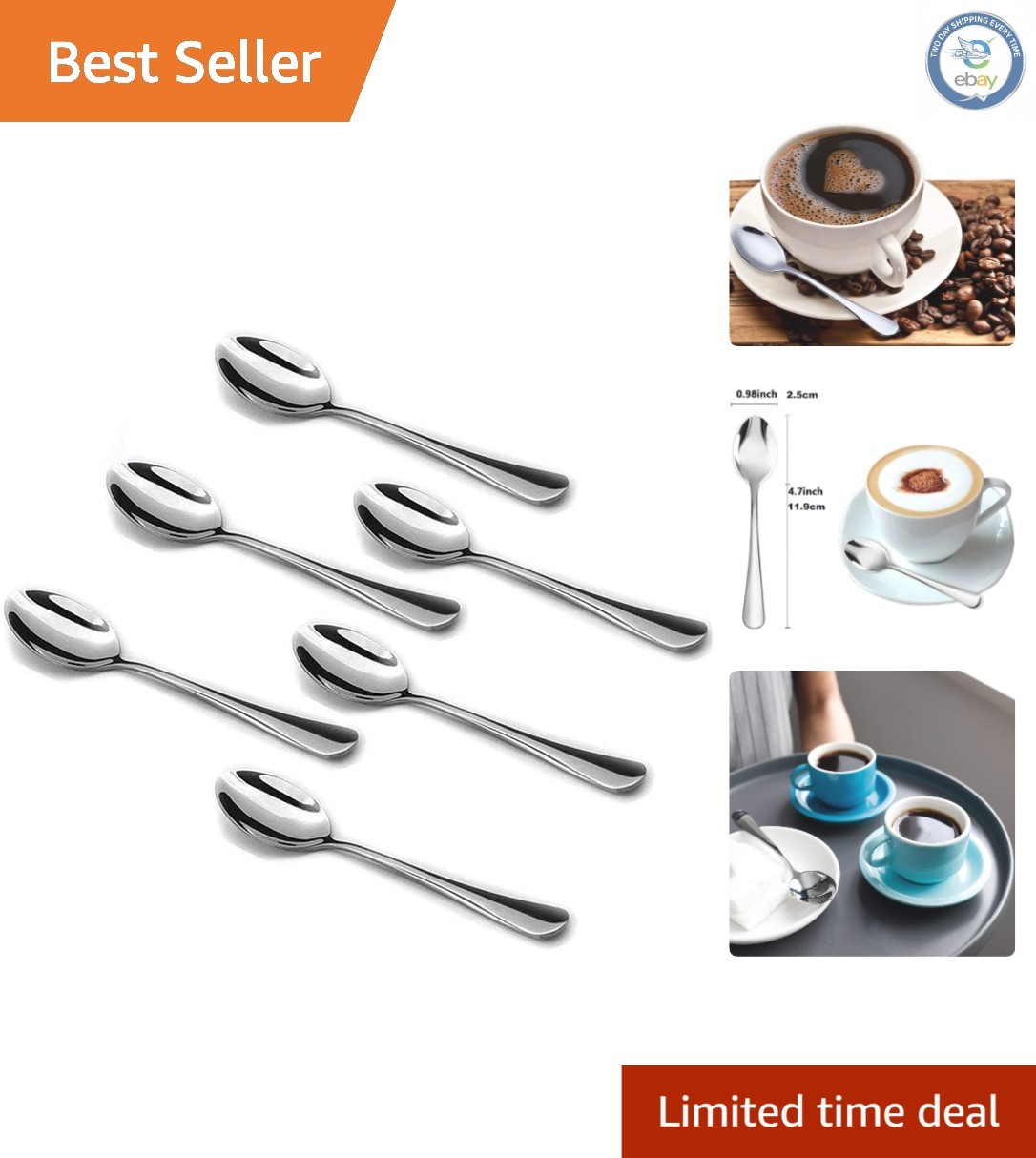 Charming Stainless Steel Mini Spoons (Set of 6) – Ideal for Espresso & Treats