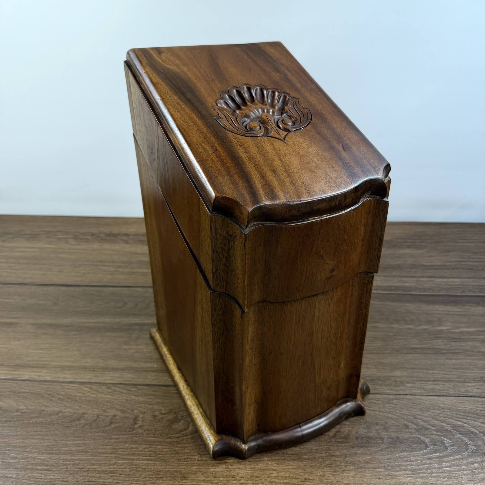 Antique Style Georgian Hand Carved Hardwood Cutlery Canteen Box Case