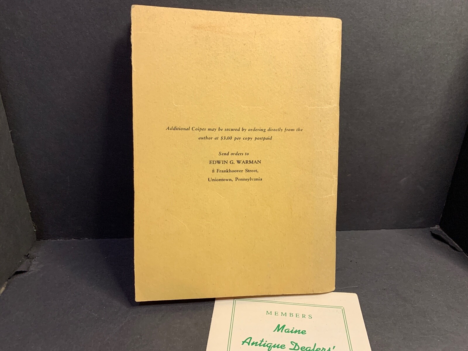 1st Edition 1949, Antiques & Current Prices, Edwin G. Warman, Maine Dealers 1949