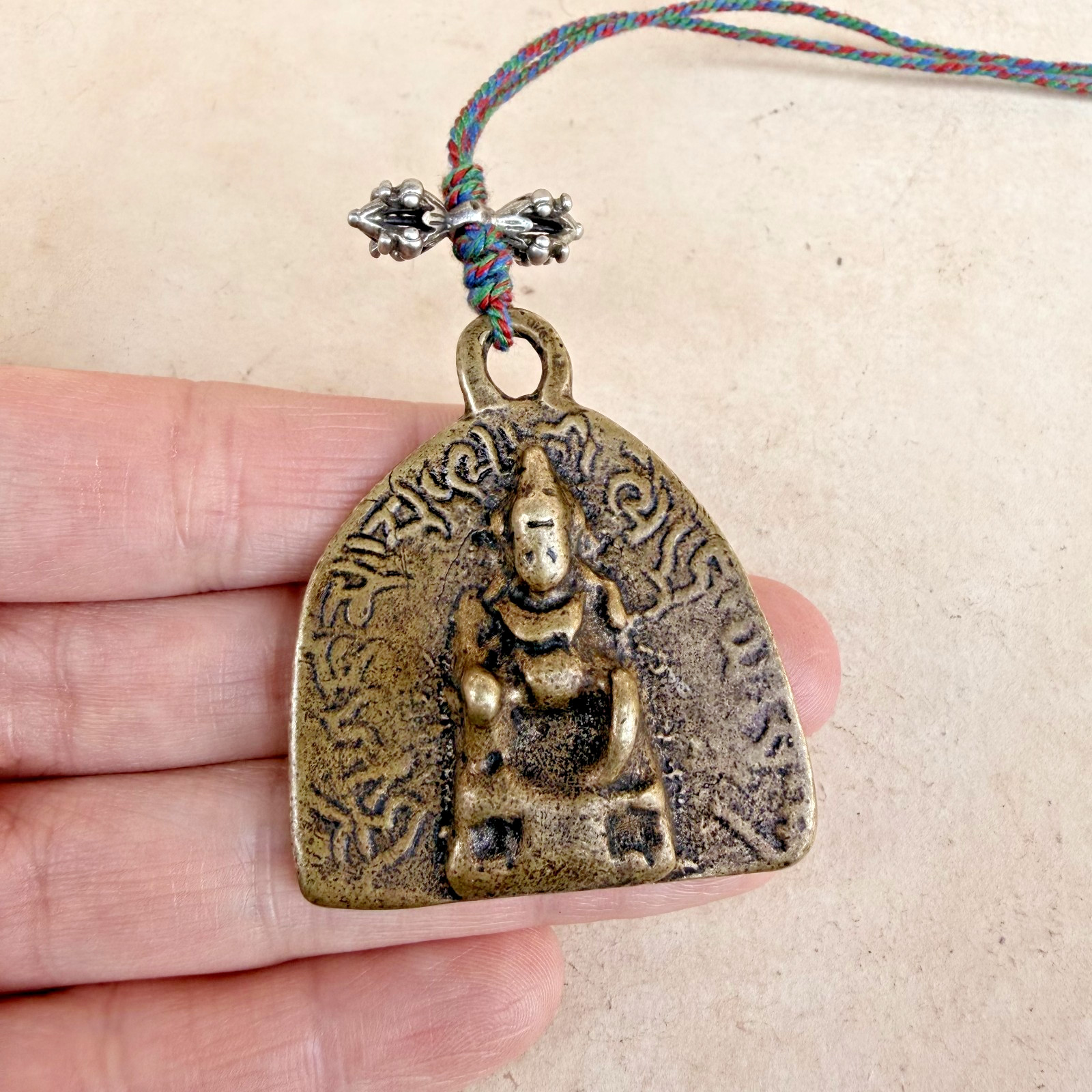 Old Chinese Tibetan Buddhism Yellow Lima Copper Yellow Jambhala Pendant amulet
