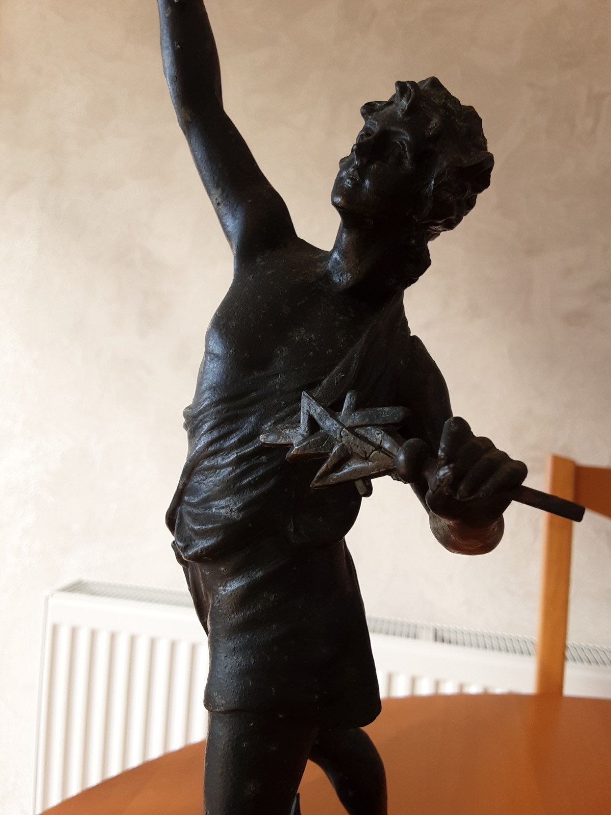 A pair of antique French cast spelter statuettes, “Le Matin et Le Soir”