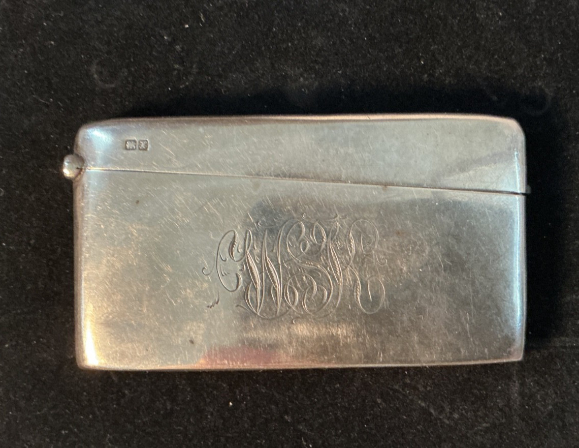 ANTIQUE STERLING SILVER H.V PITHEY & Co BUSINESS CARD CASE – MARKED & MONOGRAMED