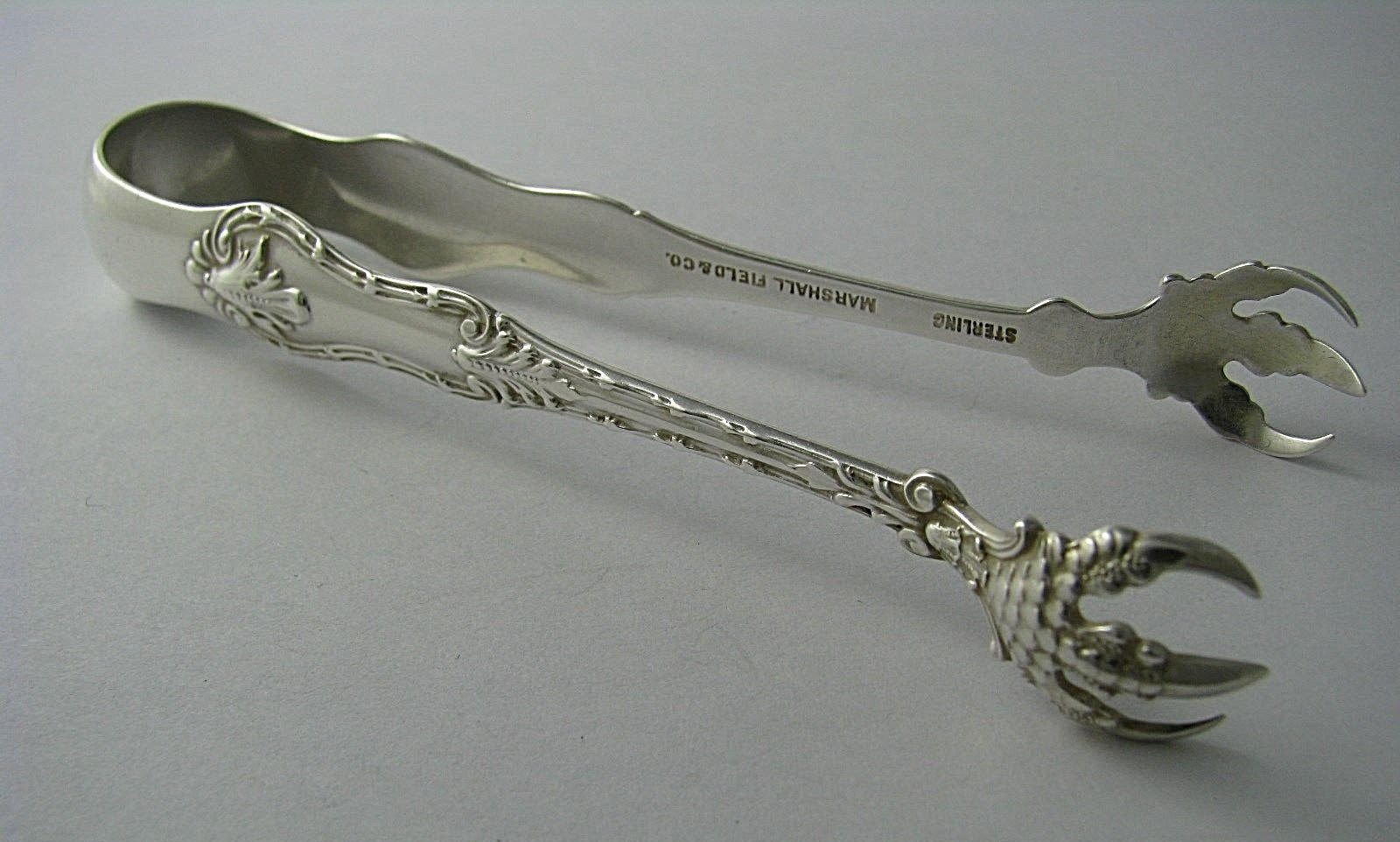 Josephine by Roger Williams STERLING SILVER TONGS CLAW TONGS Marshall Field 1899