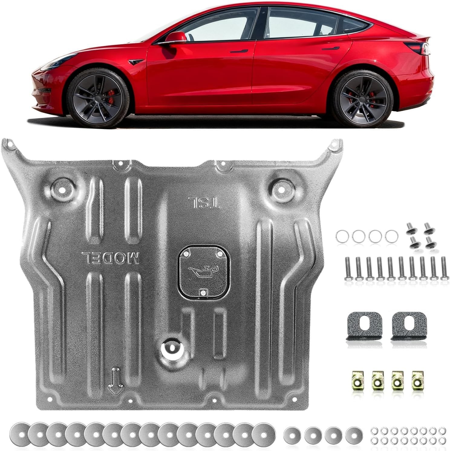 Front Skid Plate Compatible with Tesla Model 3 2017-2025 & Tesla Model Y 2020-20