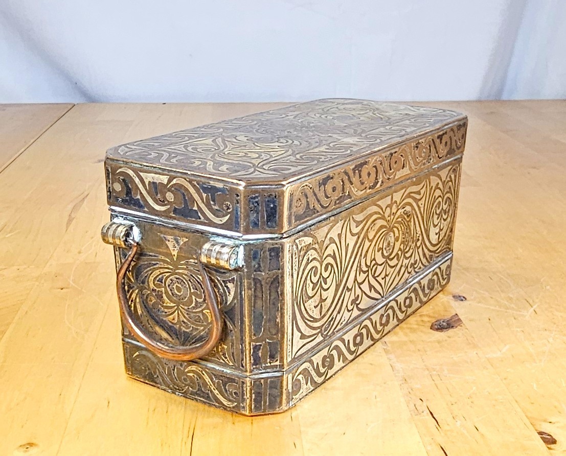 1890s Mindanao Philippines Betel Nut Lime Box Bronze Silver Antique Heavy