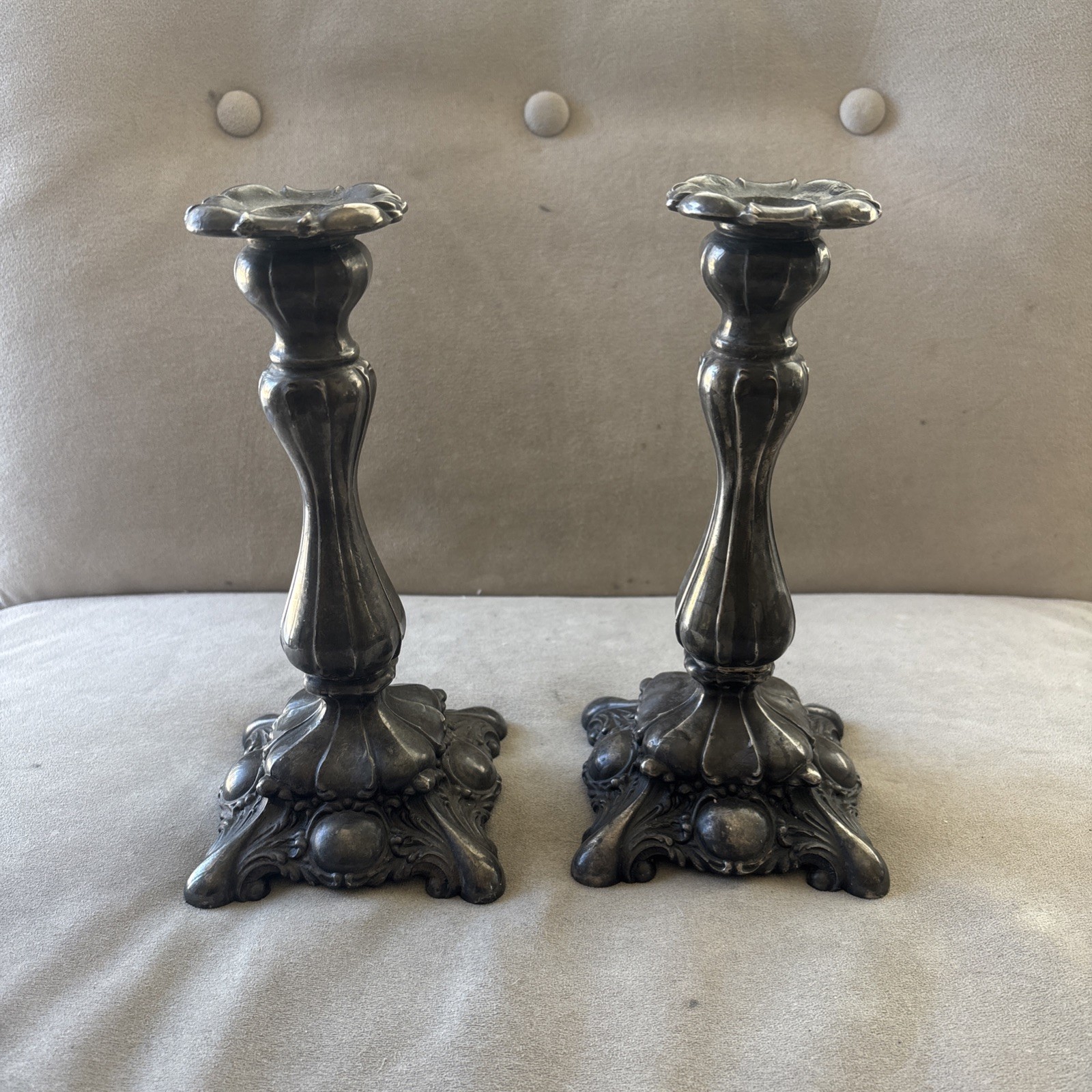 VTG Wm A Rogers Candlestick Holders Silver Plated Baroque Set Of 2 Weigt 5LB 8oz