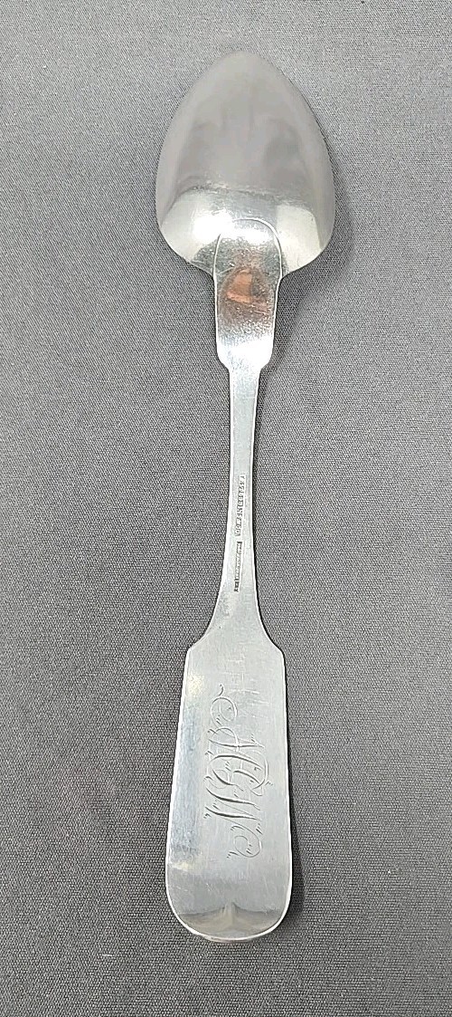 E. Stebbins & Co Coin Silver Serving Spoon New York NY 1835-45 #2