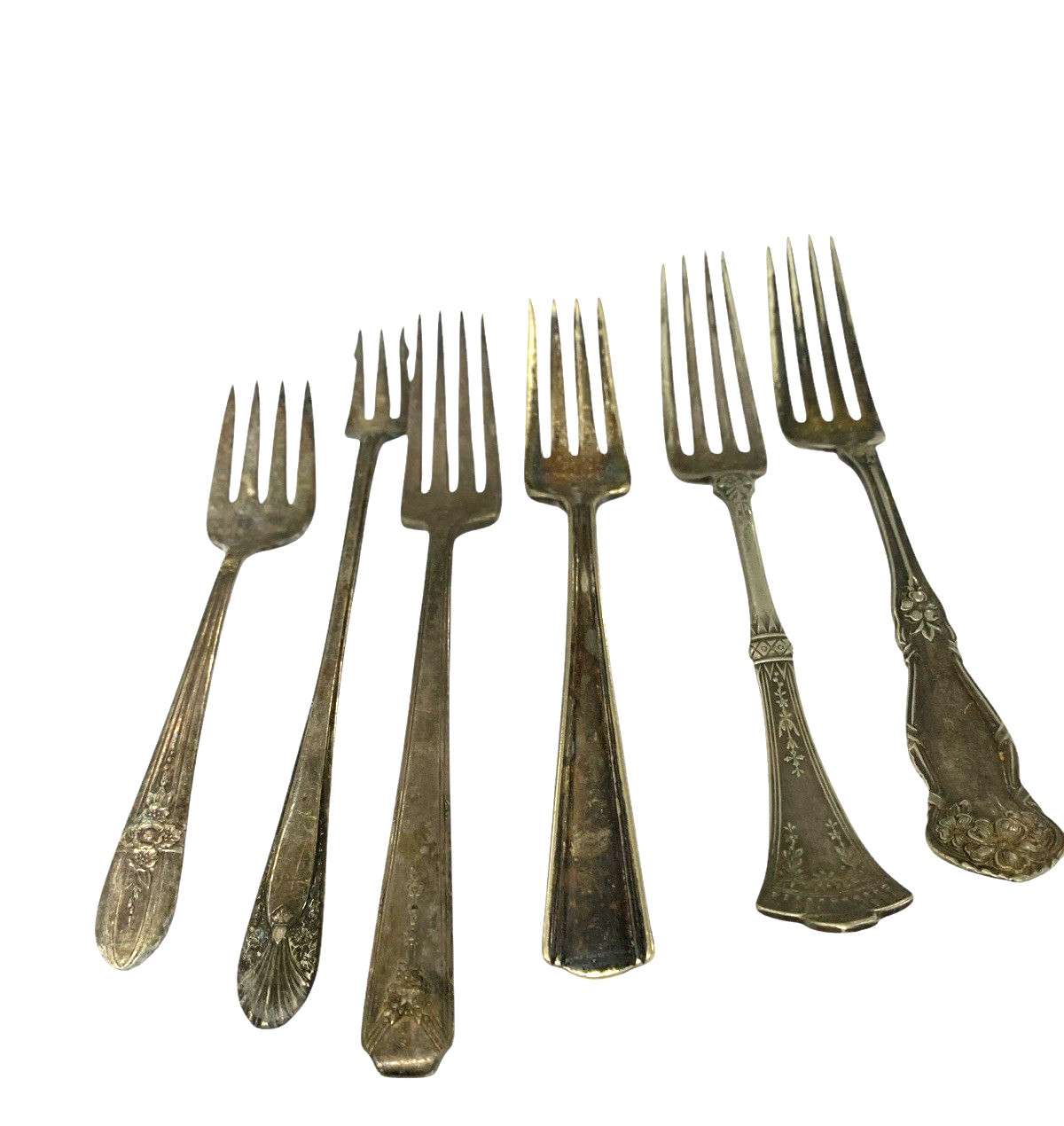6 Vintage Rogers Community Victor Crown Forks Silverplate Flatware