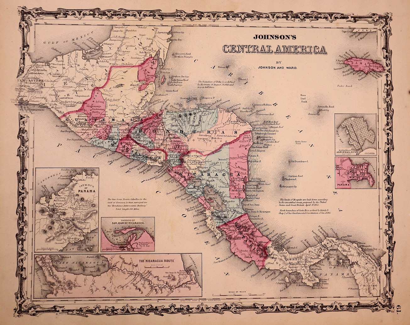 Antique 1862 Map by Johnson & Ward – Central America – Jamaica (14×77)-#24