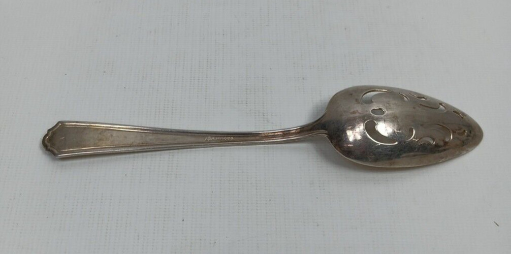 Gorham Pierced Serving Spoon 8 1/2″ ( ? Anchor P on back of spoon handle)