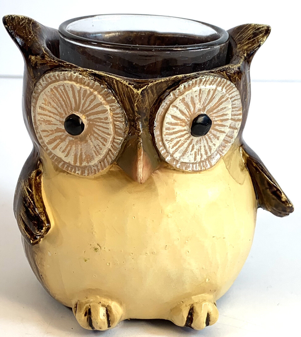 Owl Candle Holder/Statue Mid Century Ceramic 3 1/2” X3 1/2”